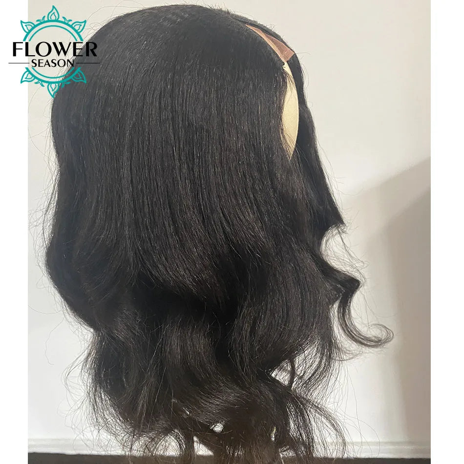 Yaki Body Wave Human Hair Wigs Glueless Vpart Wigs No Leave Out  Kinky Yaki Wave V Part Human Hair 180density for Black Women