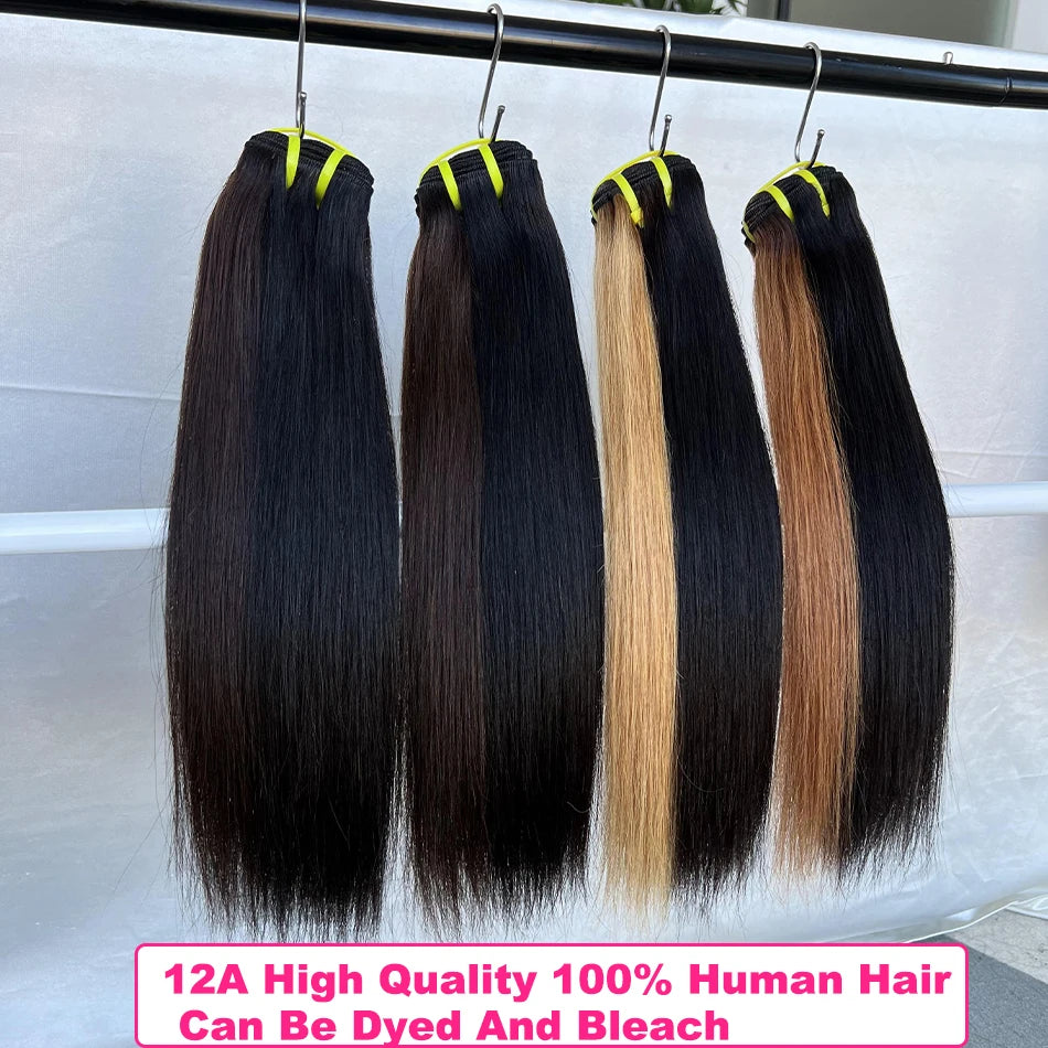 Yiwigs 15A Bone Straight Double Drawn 100% Human Hair Bundles 10-30 inches Unprocessed Raw Hair Weave Extensions For Women