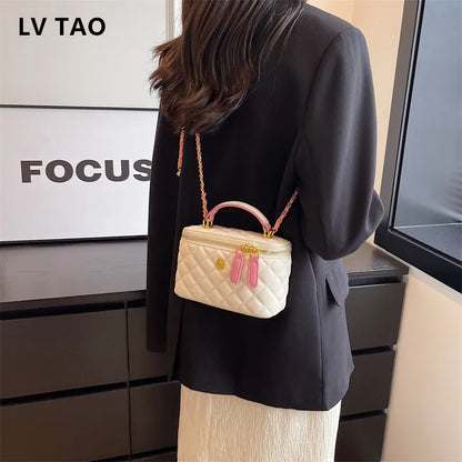 Trendy Checked Women High Quality Bag New Fashion Chain Crossbody Bags Ladies Handbags Purses Small High Fashion Shoulder Bags