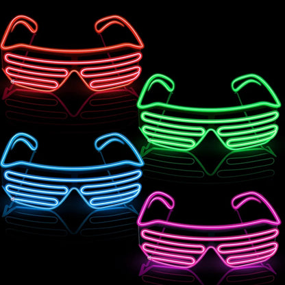 1pc Flashing Shutter Neon Rave Glasses Light Up Happy Bar Night  LED Sunglasses Men Women Boys Girls Decor Eyewear