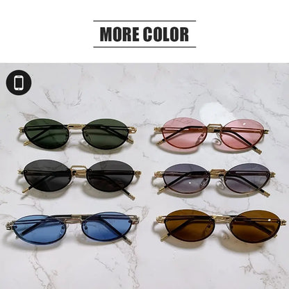 Vintage Metal Punk Sunglasses Rimless Oval Sun Glasses Trendy Frameless Shades UV400 Protection Gradient Glasses