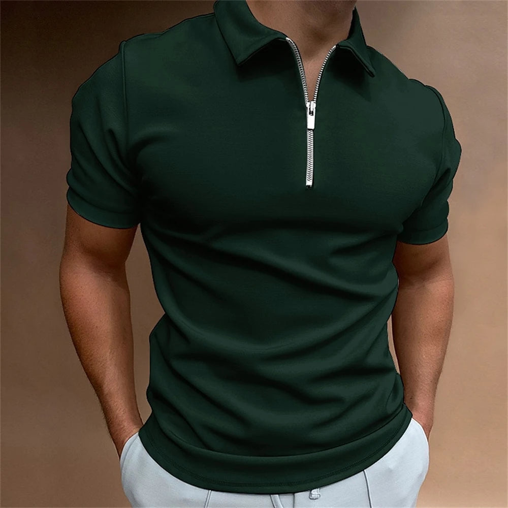 Simple Polo Shirt For Men Solid Golf Clothing Daily Casual High Quality Zip Polo Shirts Summer Breathable Quick Dry Men Clothing - MAGUSTA BEAUTY