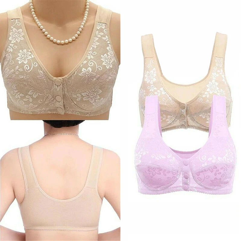 Women Front Button Bra Large Size Brassiere Mother's Cotton Wireless Bras Anti-sagging Gathered Underwear бюстгальтер женский