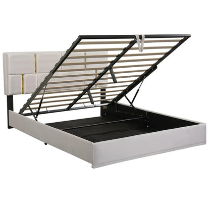 Upholstered Platform Beds with Storage System, Wood Bed Frame for Kids and Adults, Bedroom Furniture