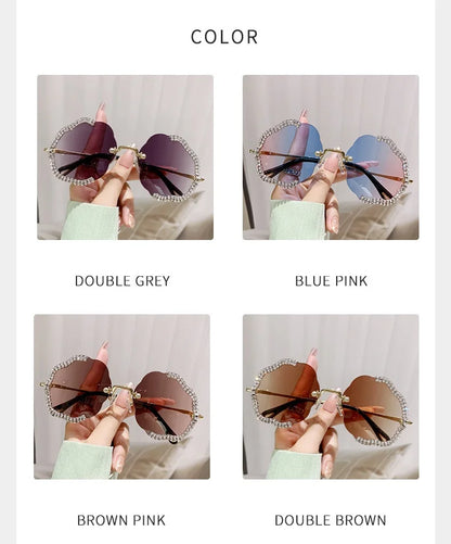 2024 New Metal Frame Flower Designer Women Trendy Fashion Cutting Lens Ladies Street Photography Woman's Shades Sunglasses