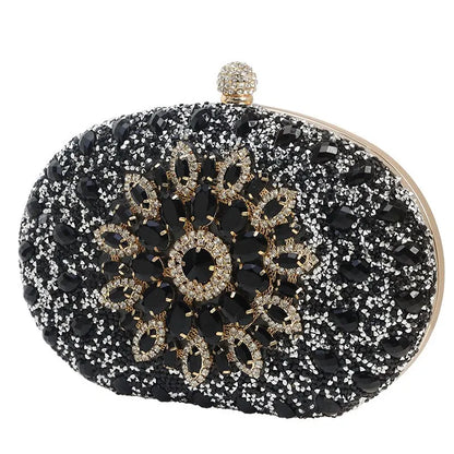 Women Dinner Bag Fashion New Sunflower Inlaid Diamond Banquet Hand Bag Dress Evening Bag