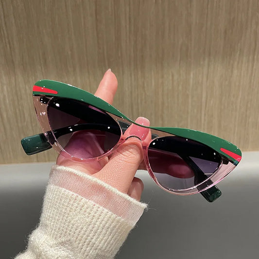 2024 Cat Eye Ladies Shades Brand Designer Classic Sunglasses Patchwork Colorful Vintage Men Women Sun Glasses High Quality Uv400