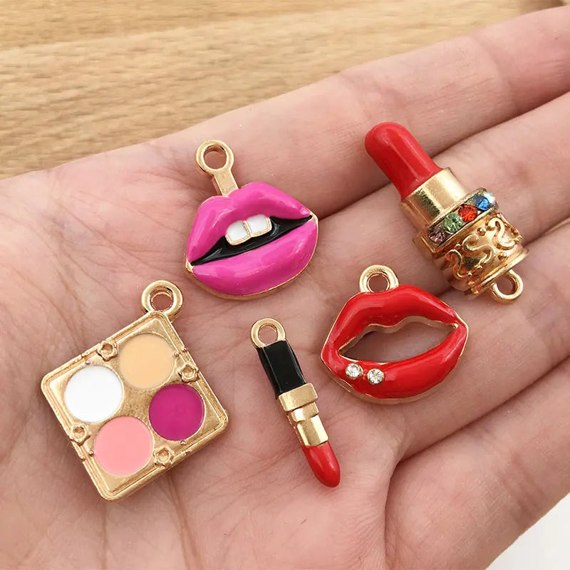 13pcs/lot Zinc Alloy Enamel Gold Plated Mix Women's Lipstick Perfume Charms Pendant for DIY Necklace Bracelet Jewelry Making - MAGUSTA BEAUTY