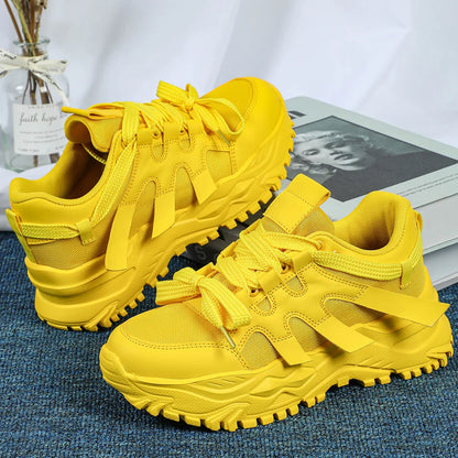 Yellow Women Shoes Fashion Luxury Origin Platform Chunky Casual Sneaker Autumn Sports Tennis Women Shoes Plus Size