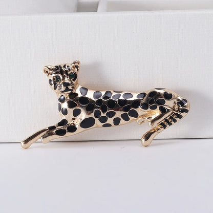 Women's Rhinestone Leopard Brooches Unisex Animal Pins 4-Color Office Party Casual Accessories Gifts