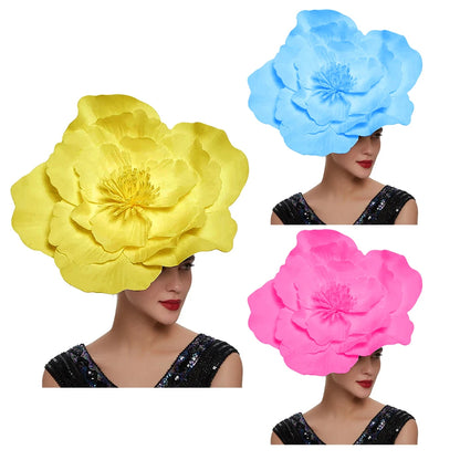 Women Large Flower Hair Band Bow Fascinator Hat Headdress Bridal Makeup Prom Photo Shoot Photography Hair Accessories