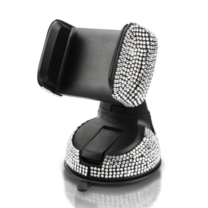 1pc Rhinestone Decor Car Phone Holder Durable Stylish Construction for Safe Driving 360° Rotation & Dashboard Suction Cup Mount!