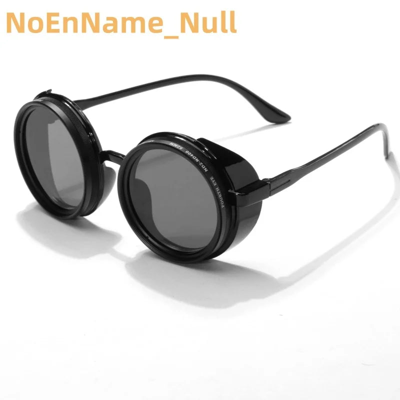 Vintage steampunk adjustable ND Glasses Sunglasses for middle-aged classic round crystal sunglasses for men and women locomotive