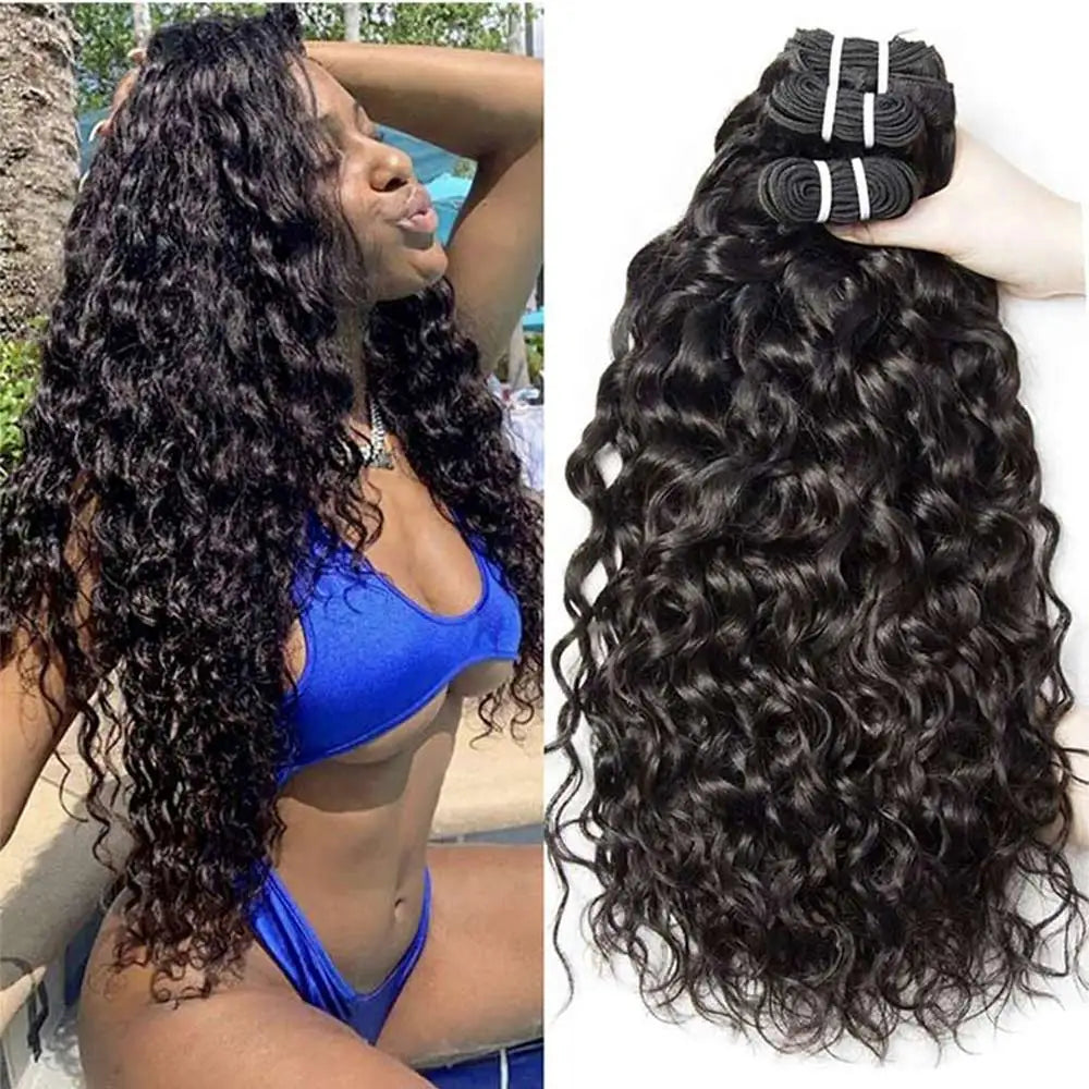 100% Unprocessed Malaysian Remy Human Hair Weave Extensions Wet and Wavy Hair Bundles cheveux humain 12A Water Wave Bundle Deals