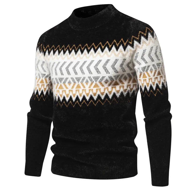 Trend Men's  New Imitation Mink Sweater Soft and Comfortable  Fashion Warm Knit Sweater  Pullover