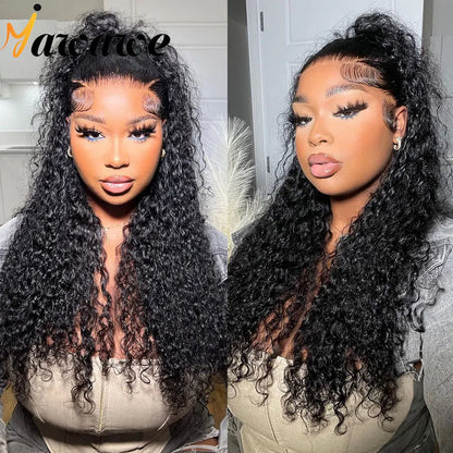 YAWAWE Pre-Bleached Glueless Wig Human Hair Ready To Wear Water Wave Pre-plucked Lace Frontal Wigs For Women Curly HD Lace Wigs