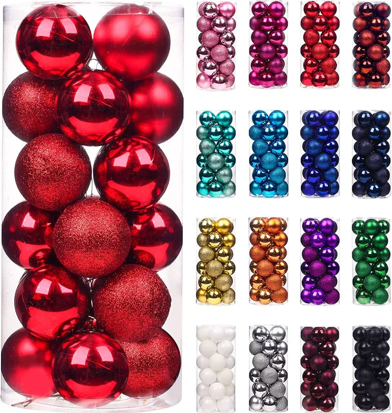 1Box 24/36pcs Christmas Ball Christmas Tree Ornament Hanging Pendent Xmas Decoration 2023 Christmas Ornaments Navidad Gifts 2024