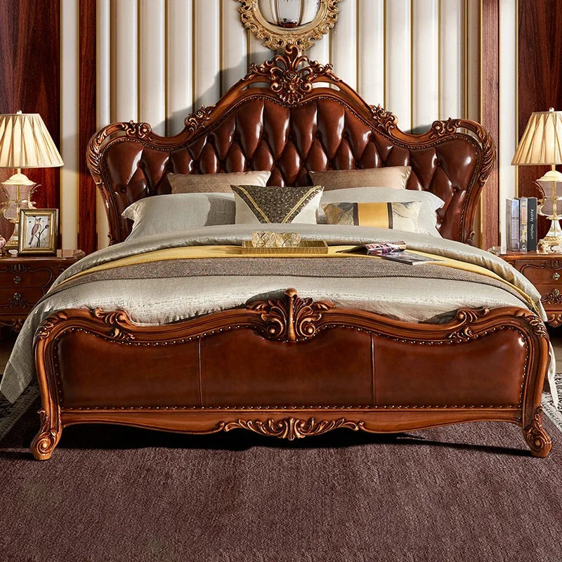 Unique Luxury Double Bed Elegant Leather King Size Bed Loft Modern Cama Matrimonial Queen Bed Set Furniture