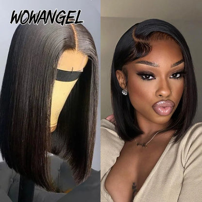 Wow Angel 13X4/13x6 HD Lace Full Frontal Short Bob Human Hair Wigs Straight Bob Wigs Bleached Knots Pre-Plucked Hair For Woman