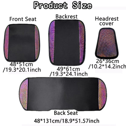 1pc Cute Colorful Crystal Car Seat Cover, Ice Silk Rhinestone Anti-Slip Car Seat Cushion  Rhinestone Seat Covers For Women