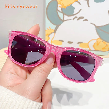 2024 New Trendy Cool Children's Colorful Shiny Square Sunglasses Girls Trendy Fashionable Cute Sun Glasses Kids Eyewear