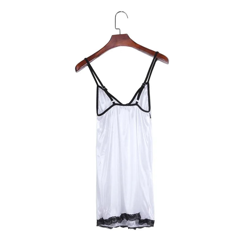 Women's Nightgown Sexy Sleepwear Silk Satin Nightwear Slip Dress Sleeveless Pajamas Sleepwear Plus Size Nightwear Comfortable