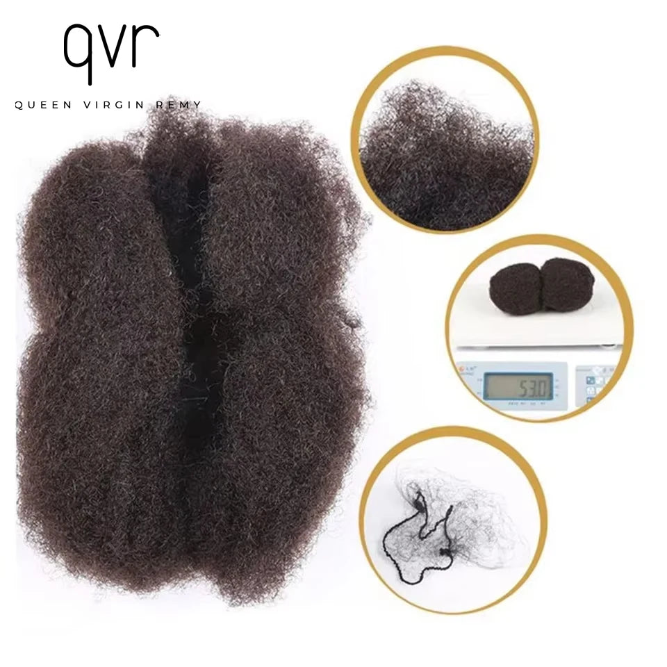 QVR Afro Kinky Bulk Human Hair 1PC Kinky Curly Bulk QVR Braiding Hair For Braiding DreadLock 50g Hair Extentions Natural Color