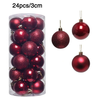 1Box 24/36pcs Christmas Ball Christmas Tree Ornament Hanging Pendent Xmas Decoration 2023 Christmas Ornaments Navidad Gifts 2024