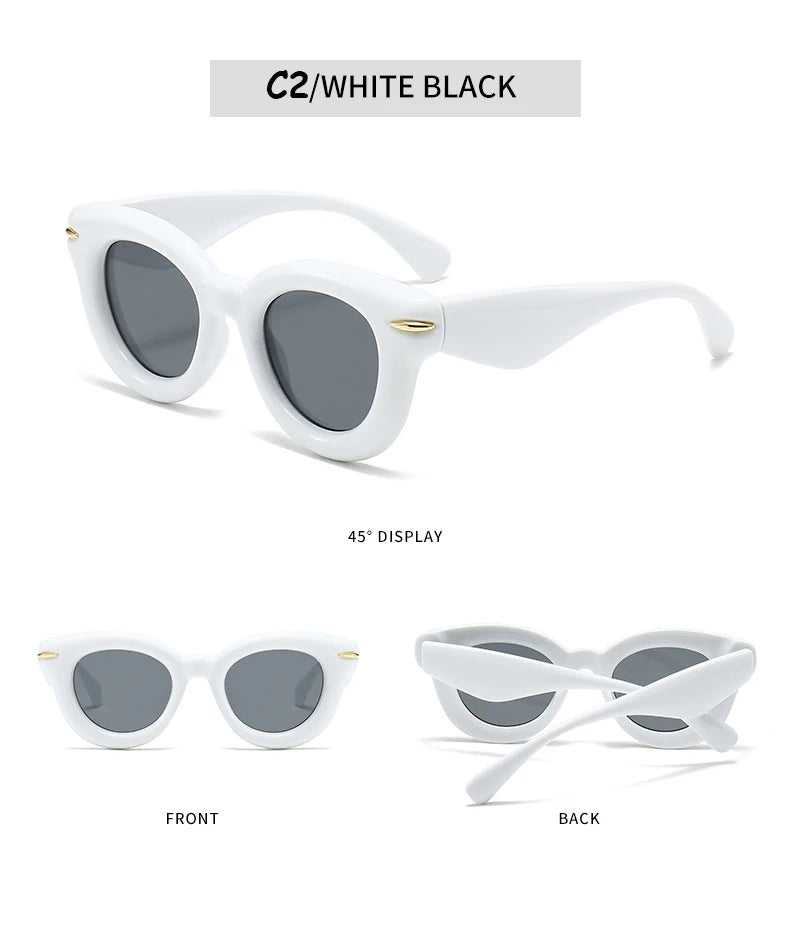 2024 New Y2k Sports Punk Sunglasses Outdoor Sun Glasses Cute Oval Shades Chunky Round Frame Inflated Sunglasses For Women Men