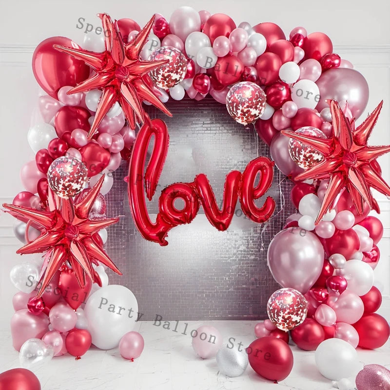 Valentine Decoration Balloon Garland Arch Kit Rose Red Heart Love Balon for Wedding Anniversary Valentine Day Gift 14 De Febrero