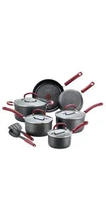 Ultimate Hard Anodized Nonstick Cookware Set 12 Piece, Oven Broiler Safe 600F, Kitchen Cooking Set w/ Fry Pans, Saucepans,