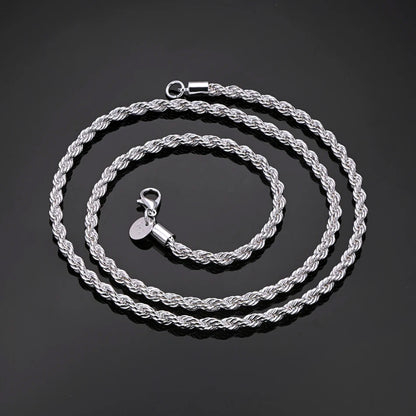 16-24inch for women men Beautiful fashion 925 Sterling Silver charm 4MM Rope Chain Necklace fit pendant high quality jewelry