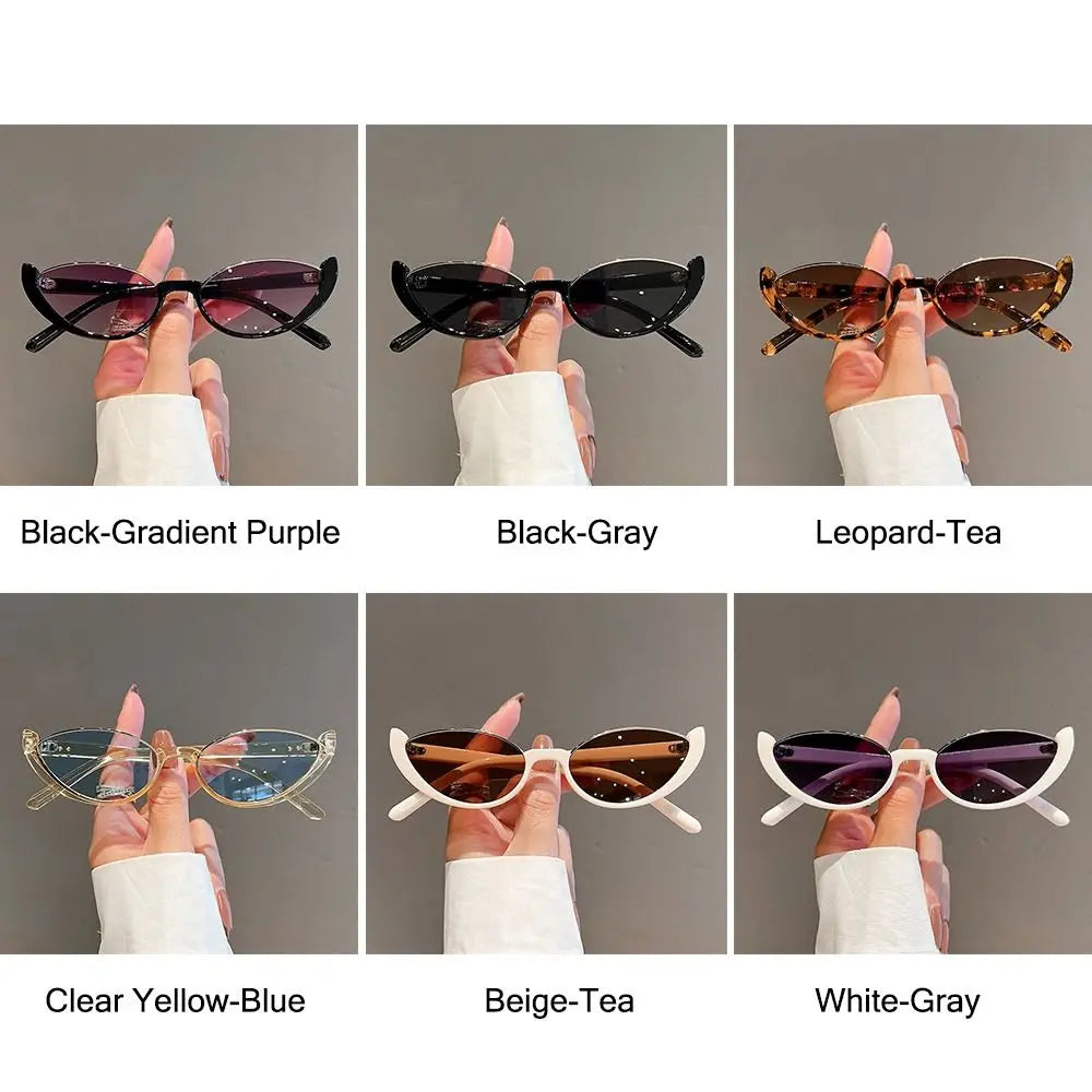 2024 New Retro Small Half Frame Sunglasses Women Cat Eye Trendy Vintage Modern Eyewear Fashion Luxury Cycling Sun Glasses