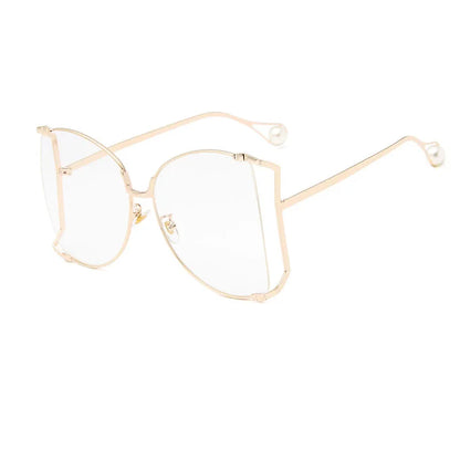 2024 Half Frame Brand Designer Glasses Women Square Pearl Famous Sunglasses Female Fashion Oversized Clear Pink Eyewear Ladies