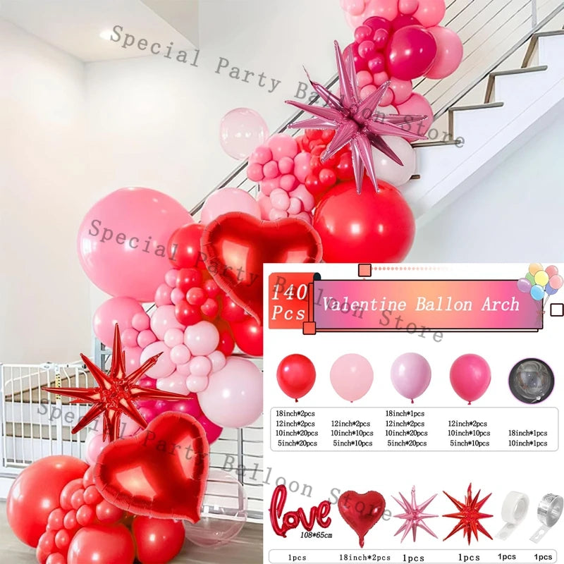 Valentine Decoration Balloon Garland Arch Kit Rose Red Heart Love Balon for Wedding Anniversary Valentine Day Gift 14 De Febrero