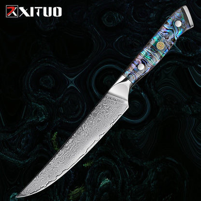 XITUO 67 Layer Damascus Steel Kitchen Knives Set Abalone Handle Sharp Santoku Bread Boning Knife Practical Kitchen Cutting Tools