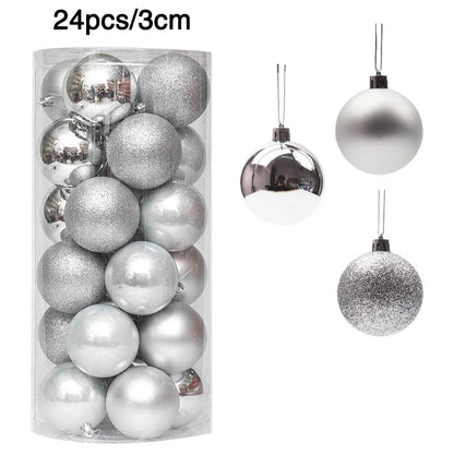 1Box 24/36pcs Christmas Ball Christmas Tree Ornament Hanging Pendent Xmas Decoration 2023 Christmas Ornaments Navidad Gifts 2024