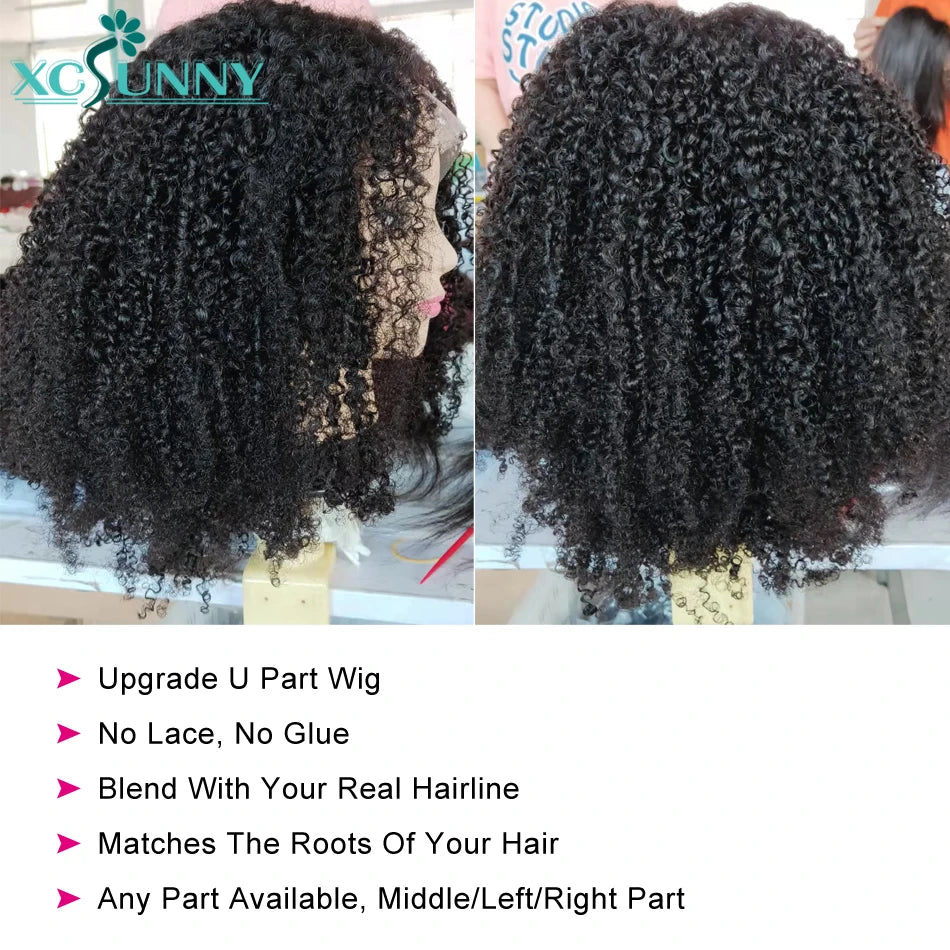 V Part Wig Human Hair Afro Kinky Curly Vpart Wig No Leave Out With Your Hairline Brazilian Upgrade U Part Wig For Women