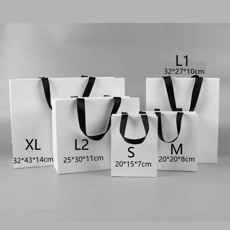 100pcs Custom LOGO Shopping bags High quality thick Paper Tote bags  for  Jewelry bag