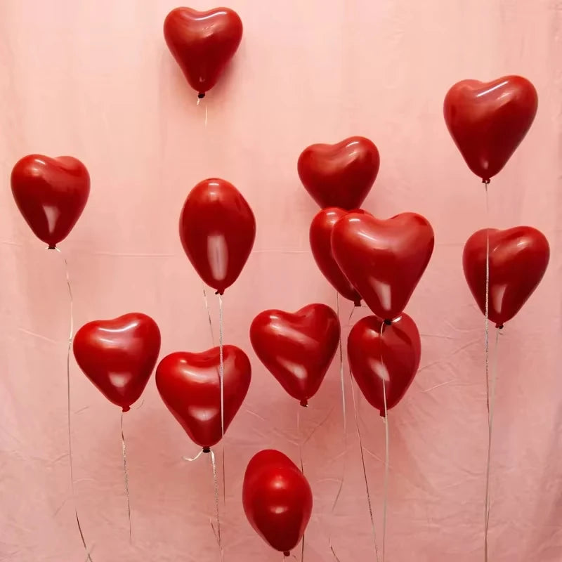 Valentine 50/10pcs Red Heart Balloons Inflatable Latex Balloon for Valentine’s Day Wedding Party Anniversary Decoration Supplies