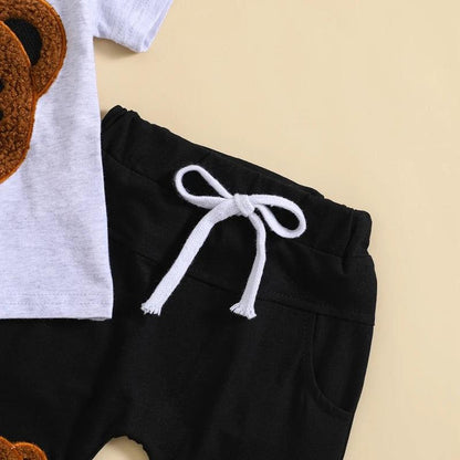 Toddler Baby Boy Summer Bear Outfits  Short Sleeve Top and Shorts Casual Baby Boy Clothes Set 6 12 18 24 Months - MAGUSTA BEAUTY