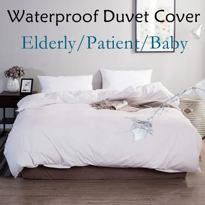 100% Waterproof Duvet Cover Bedding Queen King Quilt Covers For Elderly Patient Baby White Bed Linens Duvetcover 2pcs Pillowcase