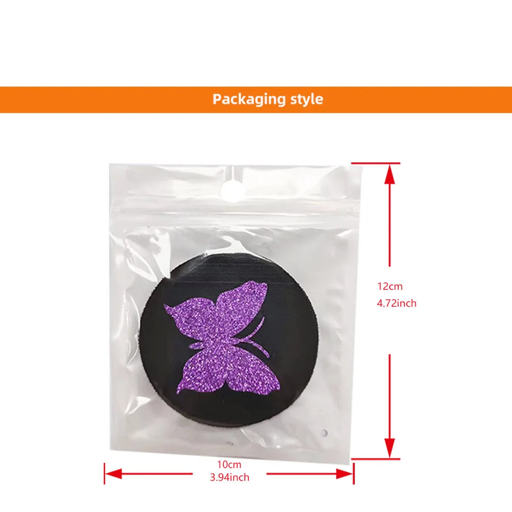 Two Cute Pink Butterflies Glitter Light Car Water Cup Pads for Women with Car Accessories