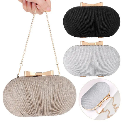 Wedding Bridal Clutch Handbag Women Evening Party Bag Chain Shoulder Bags Elegant Rhinestones Egg Shape Banquet Clutch Purse