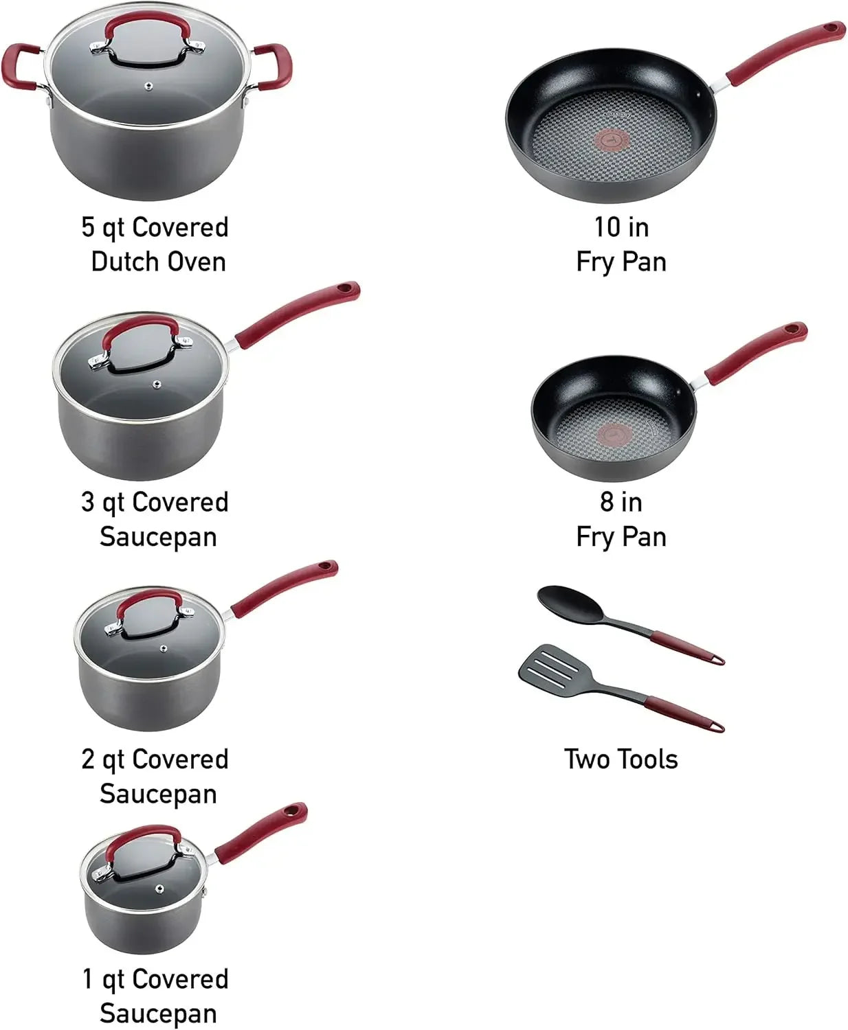 Ultimate Hard Anodized Nonstick Cookware Set 12 Piece, Oven Broiler Safe 600F, Kitchen Cooking Set w/ Fry Pans, Saucepans,