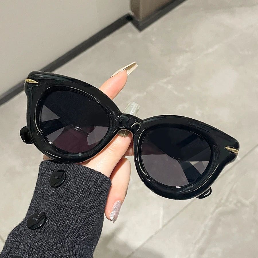 2024 New Y2k Sports Punk Sunglasses Outdoor Sun Glasses Cute Oval Shades Chunky Round Frame Inflated Sunglasses For Women Men