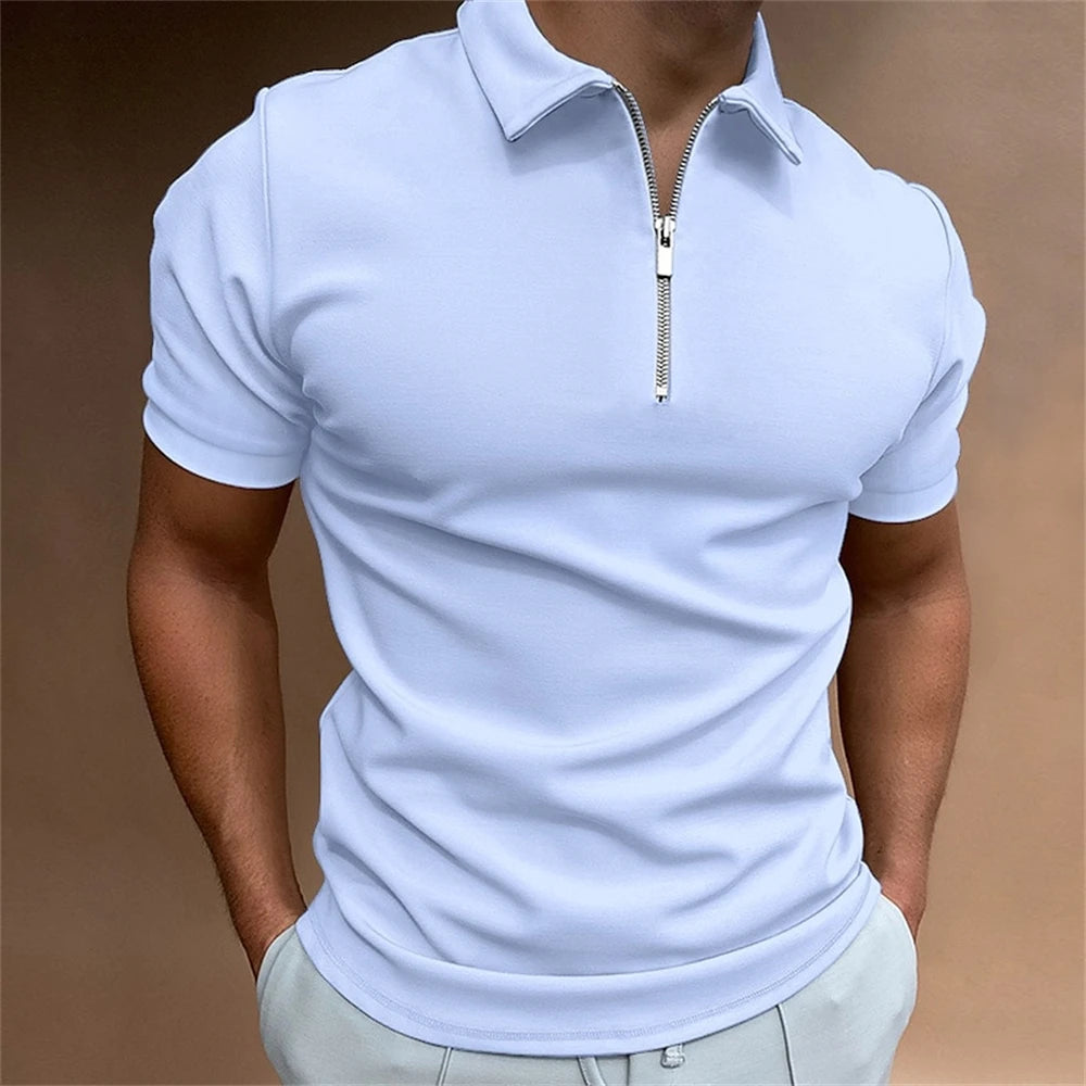 Simple Polo Shirt For Men Solid Golf Clothing Daily Casual High Quality Zip Polo Shirts Summer Breathable Quick Dry Men Clothing - MAGUSTA BEAUTY