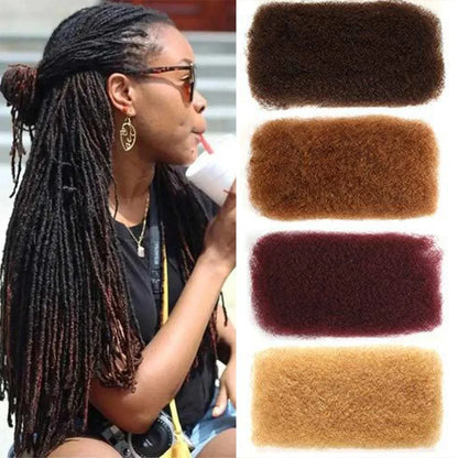 QVR Afro Kinky Bulk Hair No Attachment QVR Afro Curly Bulk Human Hair Rebecca Virgin Remy Dreadlock Natural Color Braids Hair