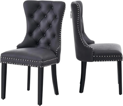 Velvet Dining Chairs Set of 6, Ring Pull Trim and Button Back, Luxury Tufted Dining Chairs for Living Room, Dining Chair