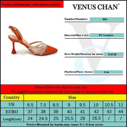 Venus Chan 2023 Newest INS Style Orange Color Elegant High Heels Nigeria Popular Design African Ladies Shoes And Bag Set